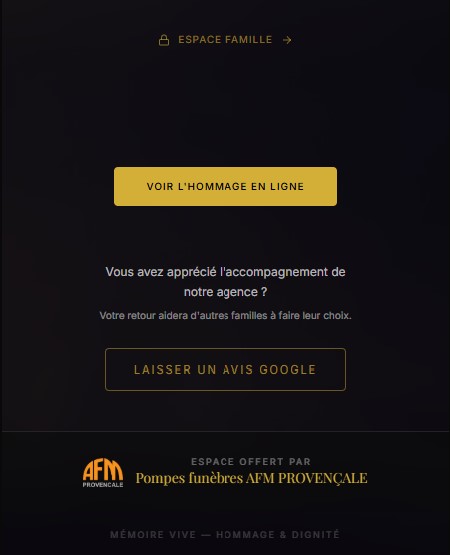 Espace Hommage — partie basse